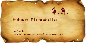 Hohman Mirandella névjegykártya